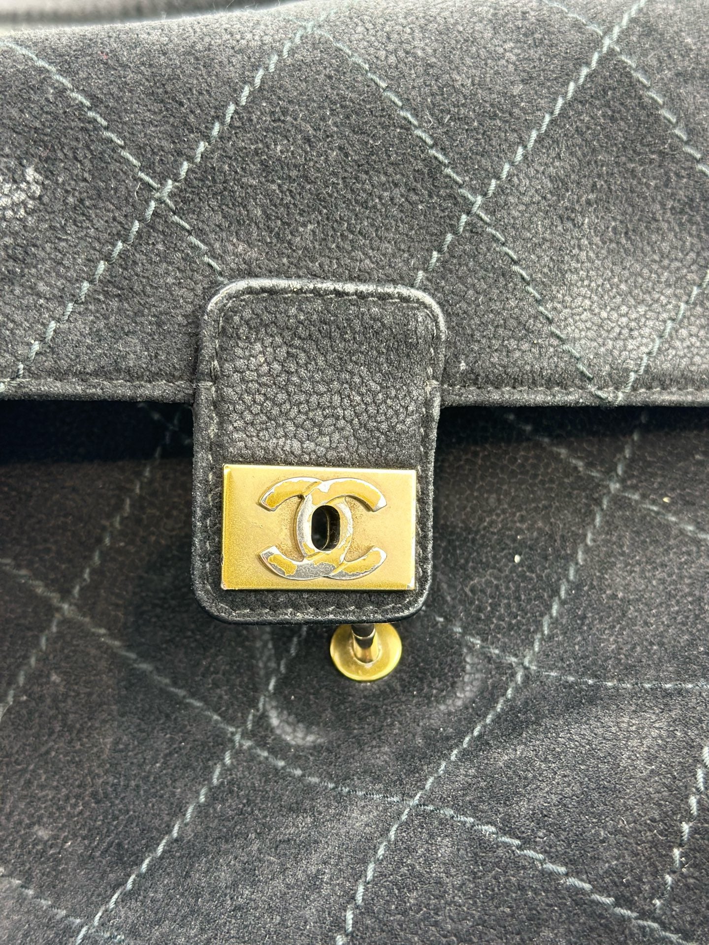 Chanel - Other - Suede - Black with Gold-Tone Hardware - (small)