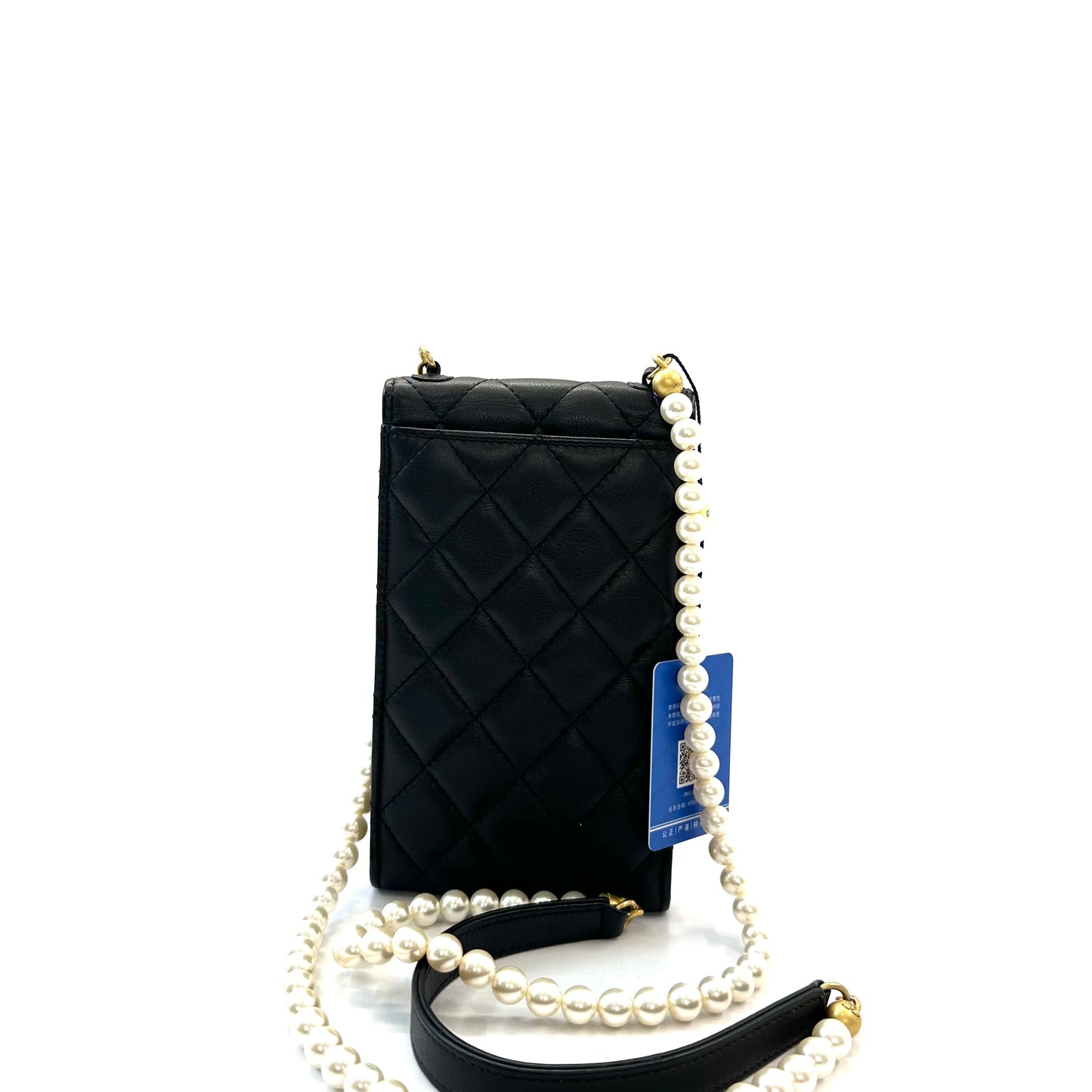 Chanel - Pearl Chain Phone Bag - Leather - Black