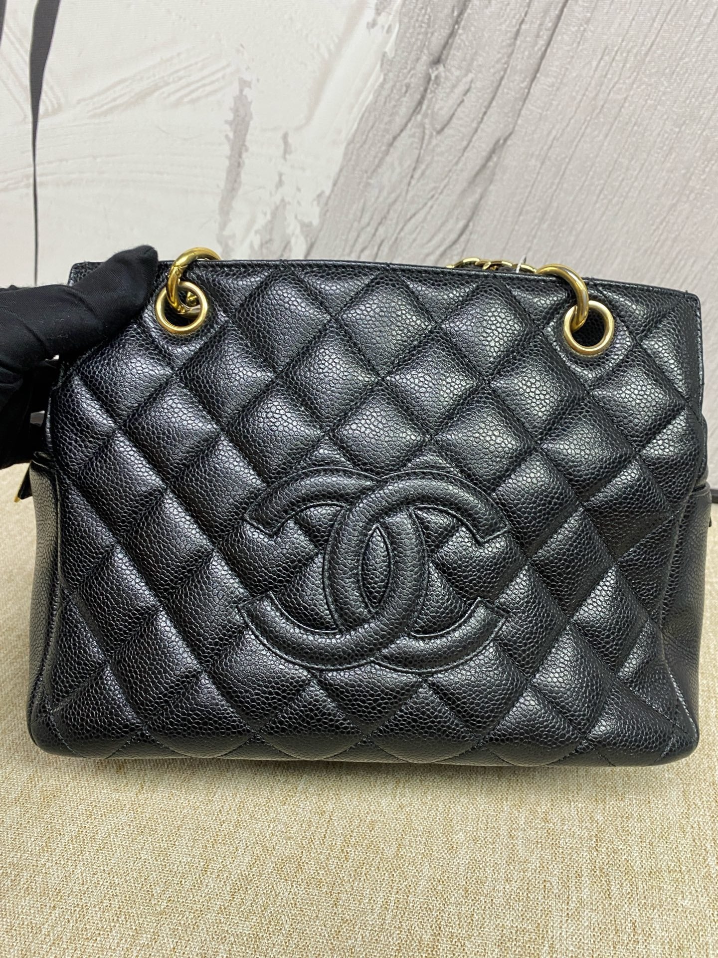Chanel - Petit Timeless Tote (PTT Shopping Bag) - Caviar leather - Black - (Medium)