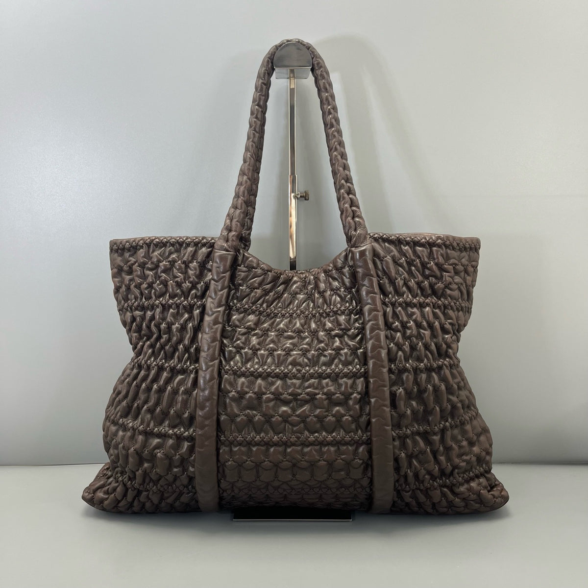 Chanel - Pleated Tote - Leather - Brown - (large)