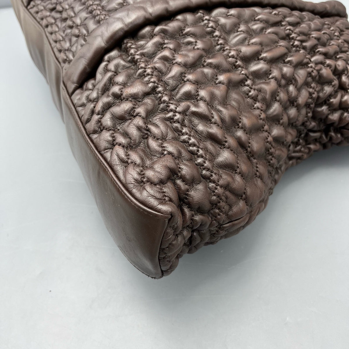 Chanel - Pleated Tote - Leather - Brown - (large)