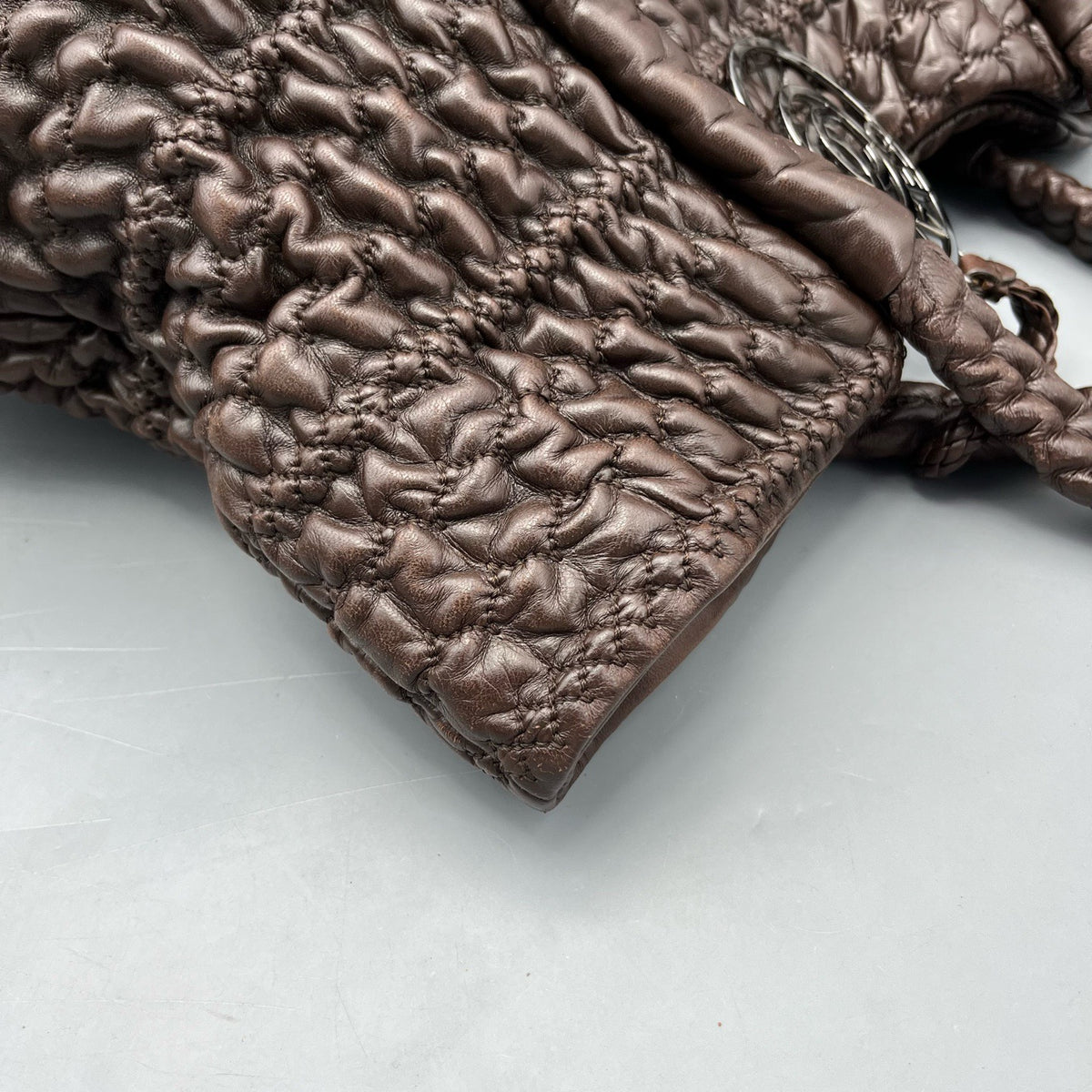Chanel - Pleated Tote - Leather - Brown - (large)