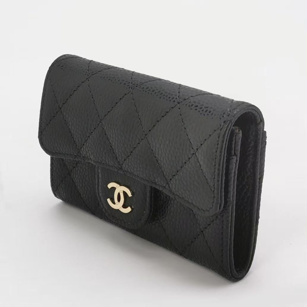 Chanel - Quilted Card Holder - Calfskin leather - Black - (small)