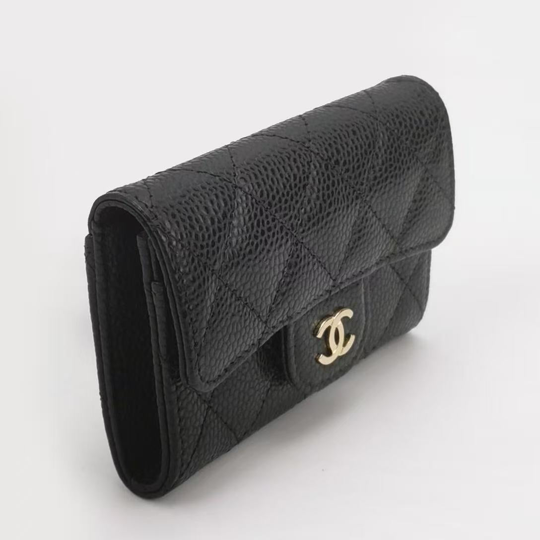 Chanel - Quilted Card Holder - Calfskin leather - Black - (small)