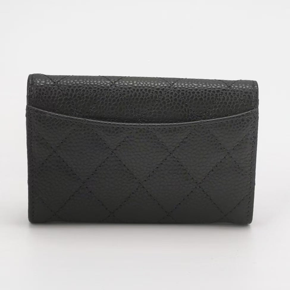 Chanel - Quilted Card Holder - Calfskin leather - Black - (small)