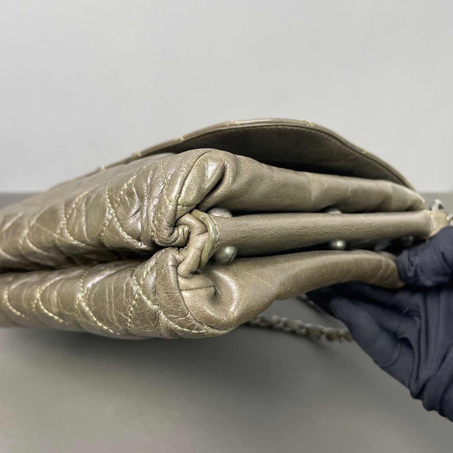 Chanel Quilted Flap Bag Leather Khaki - view 3
