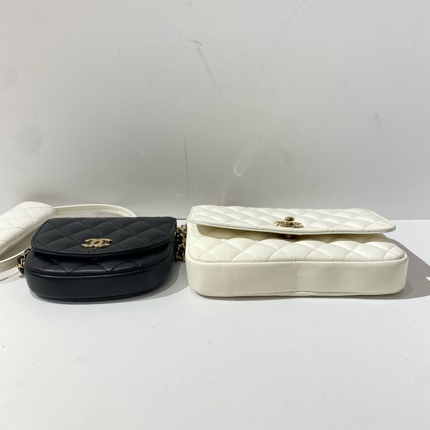 Chanel - Quilted Mother-Child Set - Lambskin leather - Black and White with Gold-Tone Hardware - (Small)