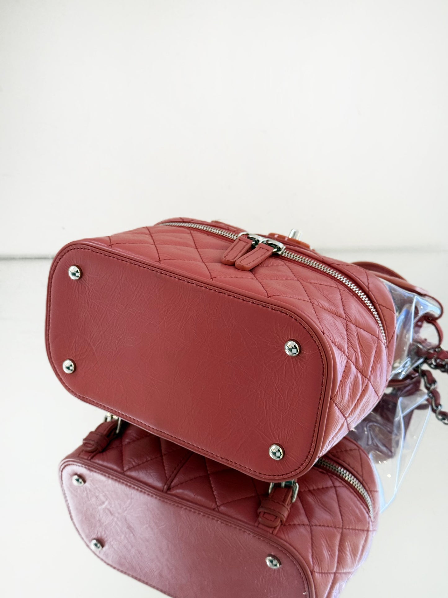 Chanel - Quilted PVC & Leather Backpack - Quilted cowhide leather and PVC - Pink - (Small)