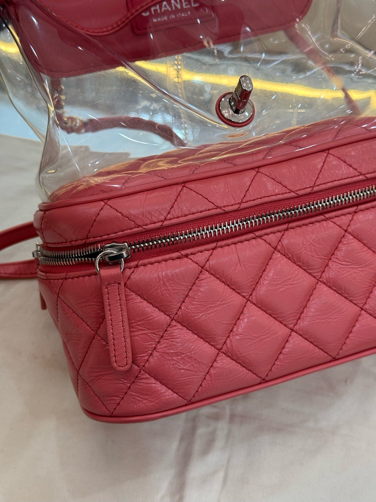 Chanel - Quilted PVC & Leather Backpack - Quilted cowhide leather and PVC - Pink - (Small)