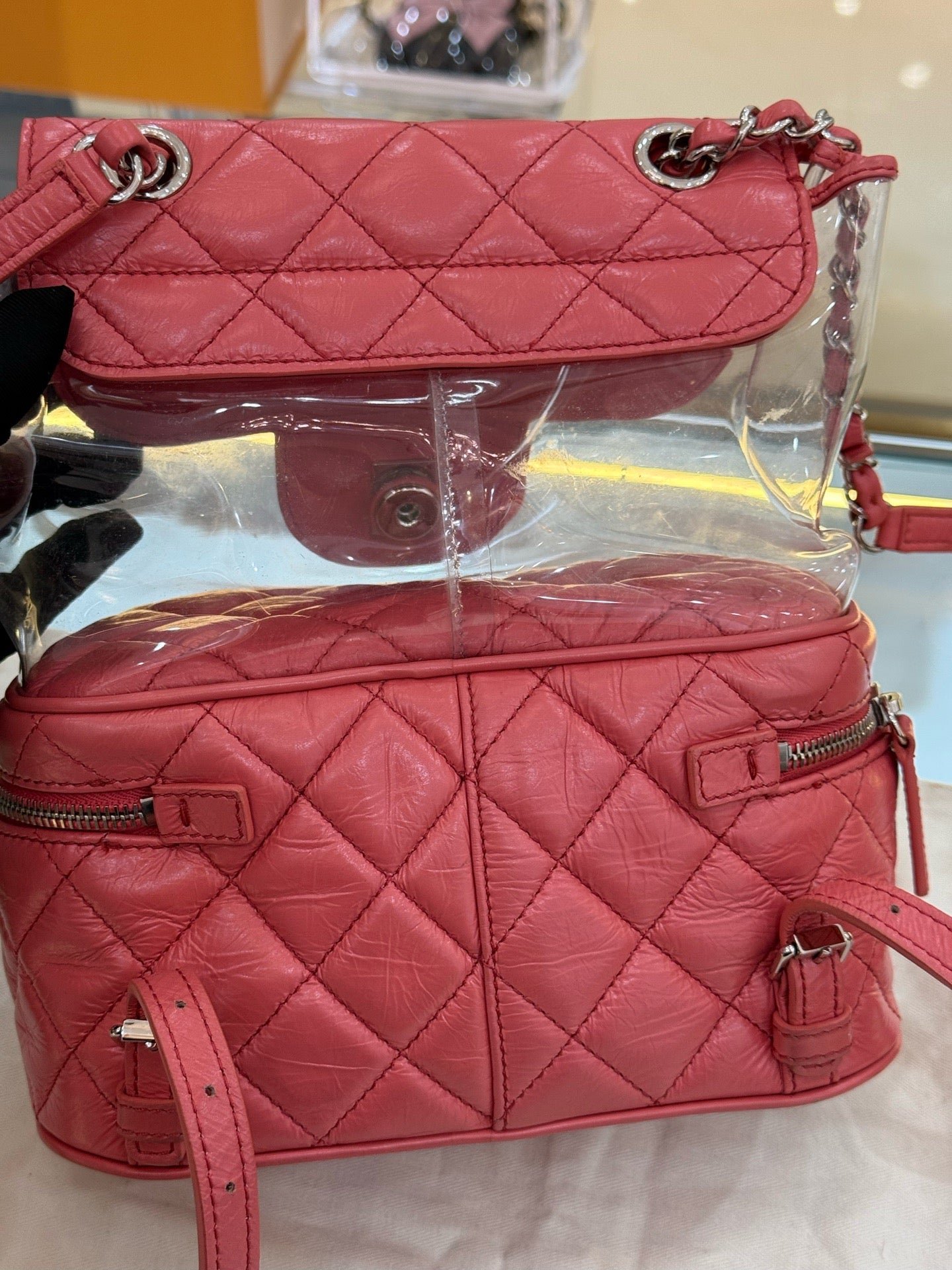 Chanel - Quilted PVC & Leather Backpack - Quilted cowhide leather and PVC - Pink - (Small)