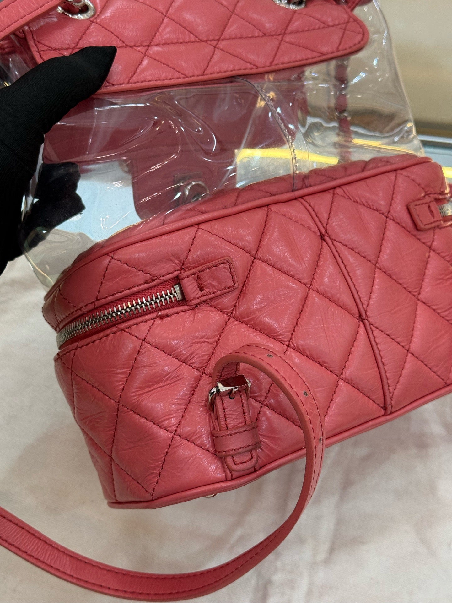 Chanel - Quilted PVC & Leather Backpack - Quilted cowhide leather and PVC - Pink - (Small)