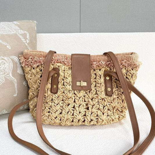 Chanel - Raffia Woven Basket Beach Bag - Wicker - Beige - (medium)