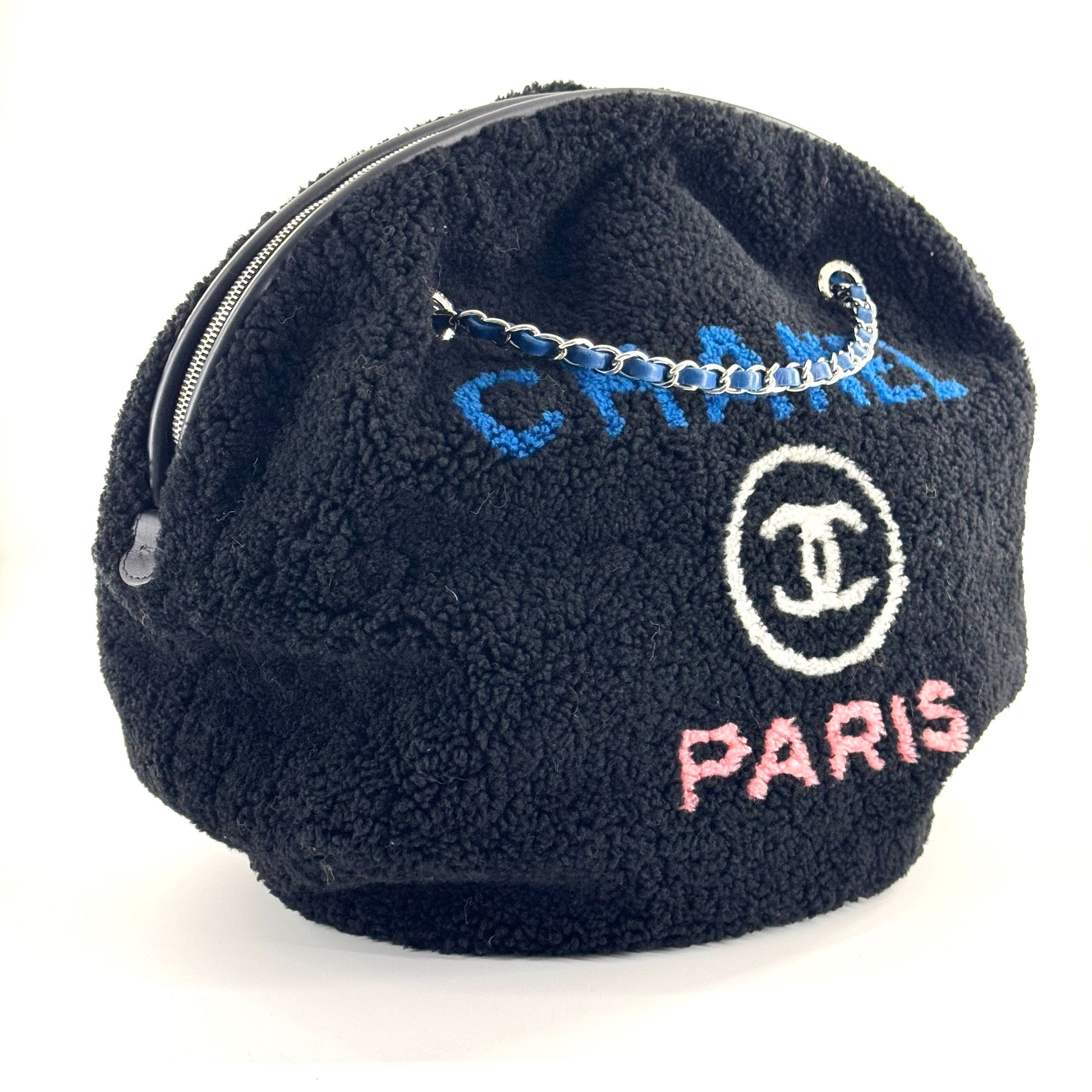 Chanel Round Bag Wool Black - view 6