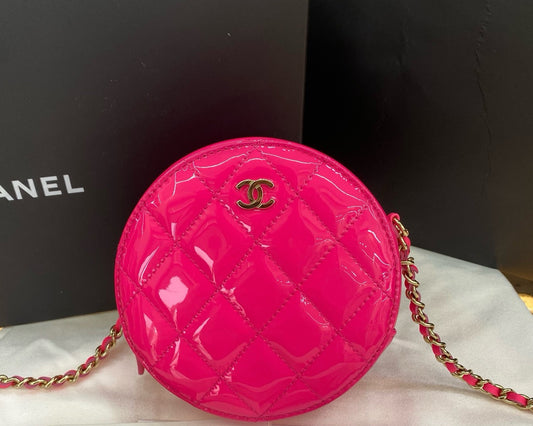 Chanel - Round bag - Patent leather - Pink - (mini)