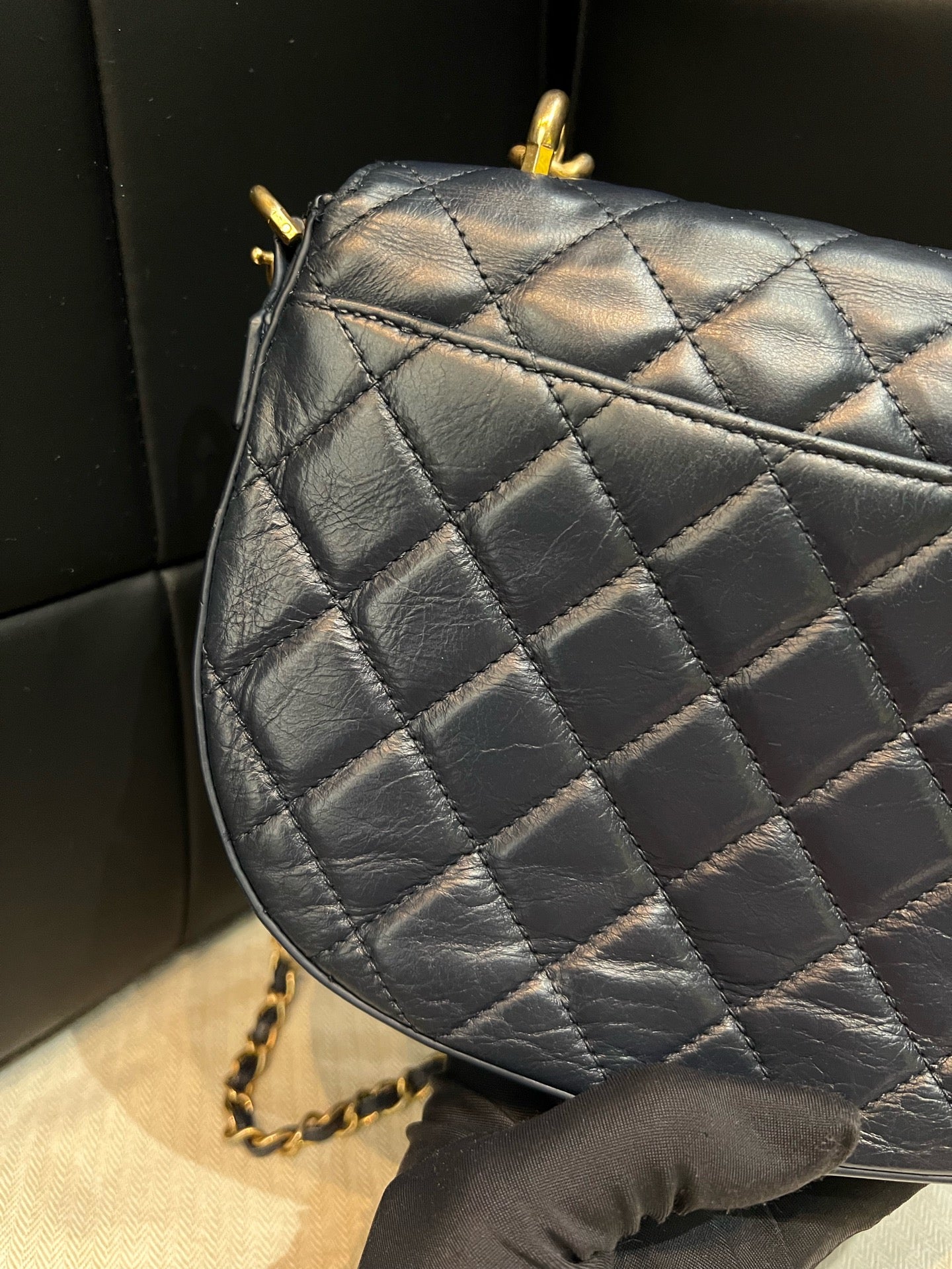 Chanel - Saddle Bag - Leather - Blue - (small)