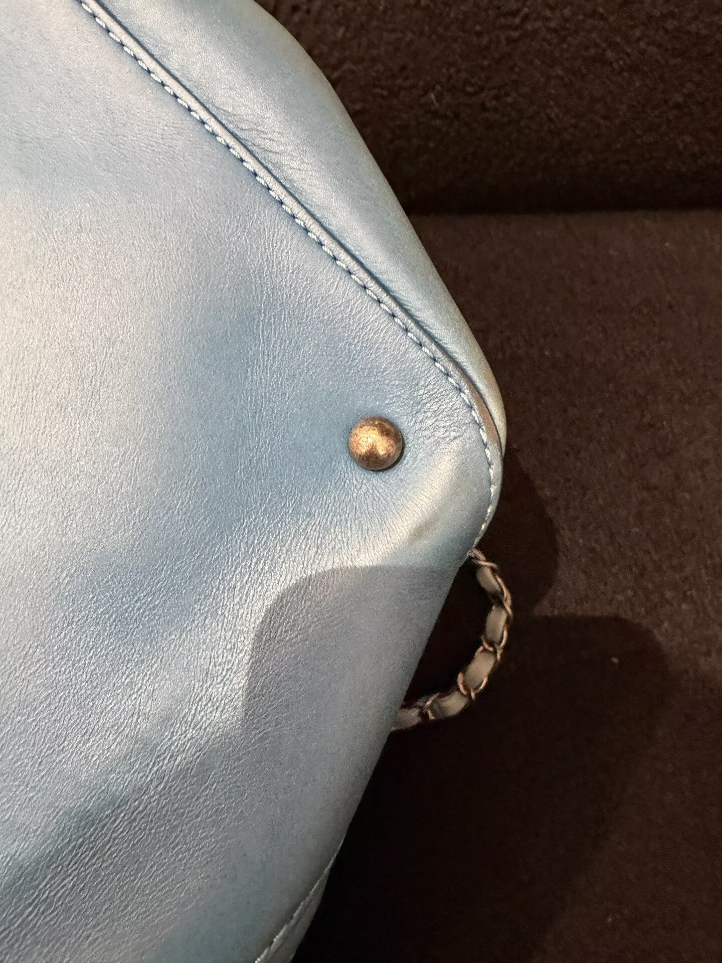 Chanel - Shopping Tote - Lambskin leather - Light blue - (large)