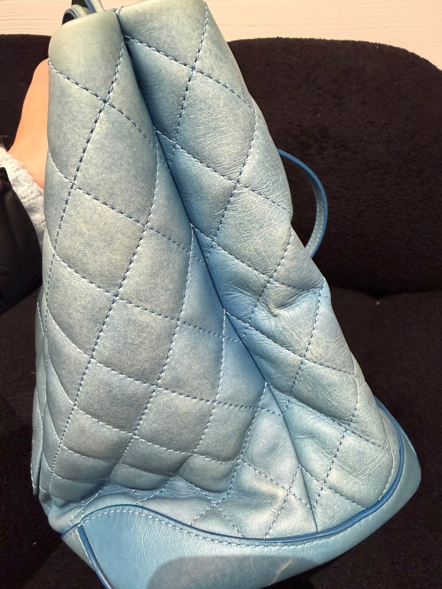 Chanel - Shopping Tote - Lambskin leather - Light blue - (large)