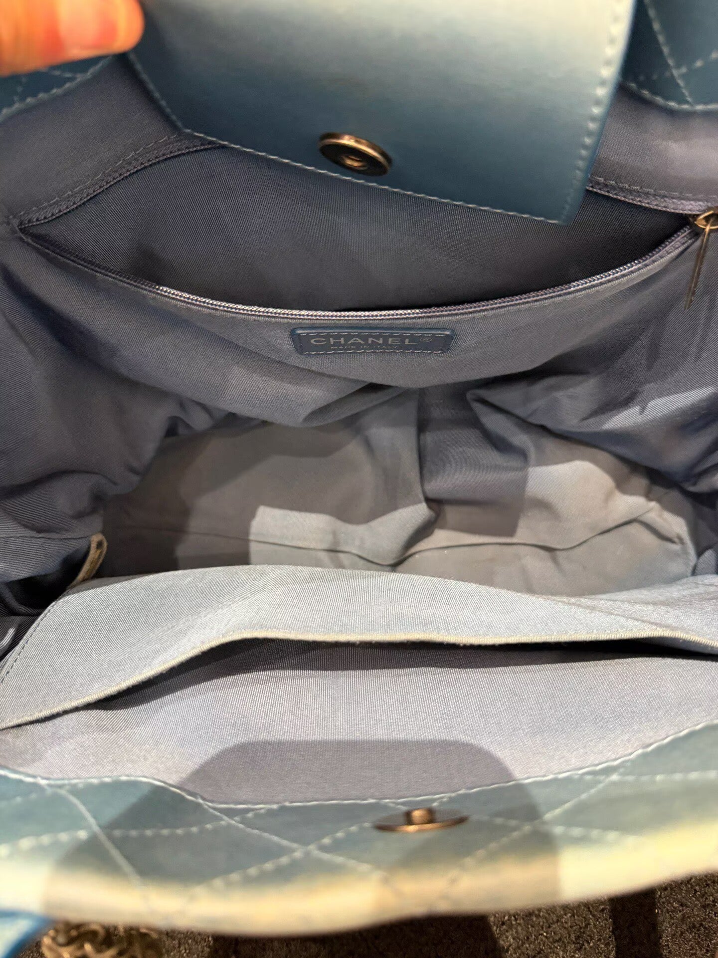 Chanel - Shopping Tote - Lambskin leather - Light blue - (large)