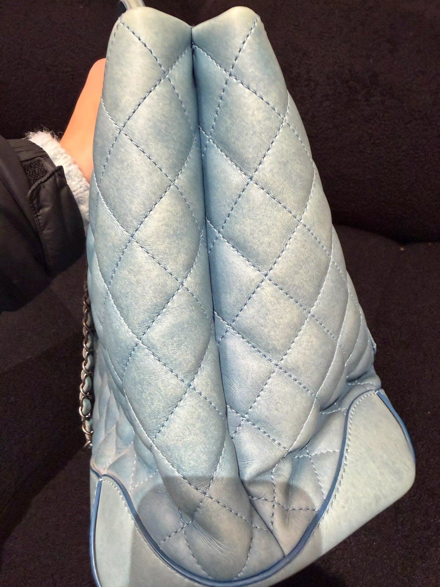 Chanel - Shopping Tote - Lambskin leather - Light blue - (large)