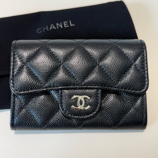 Chanel - Short Wallet - Leather - Black - (small)