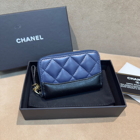 Chanel - Small Zip Around Wallet - Calfskin - Blue - (Small)