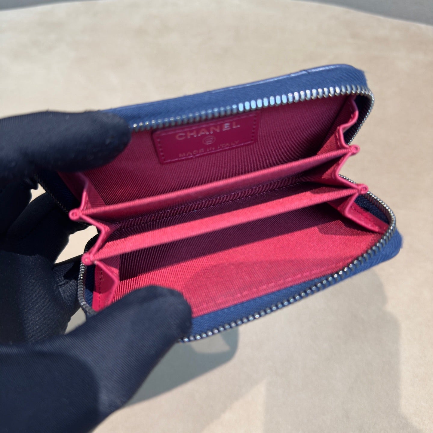 Chanel - Small Zip Around Wallet - Calfskin - Blue - (Small)