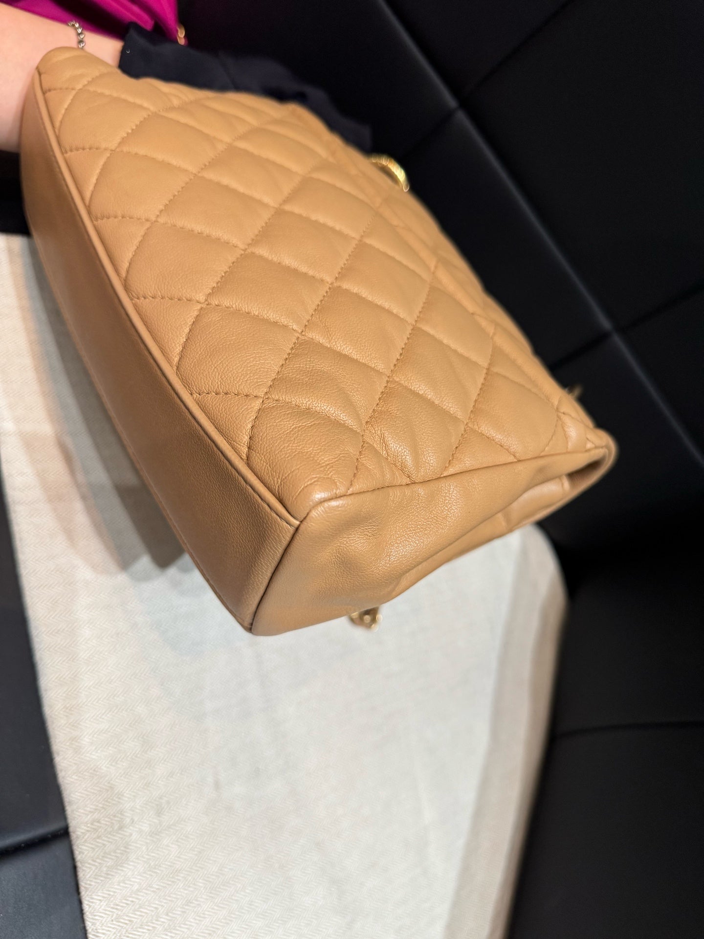 Chanel - Square flap bag - Leather - Beige - (mini)
