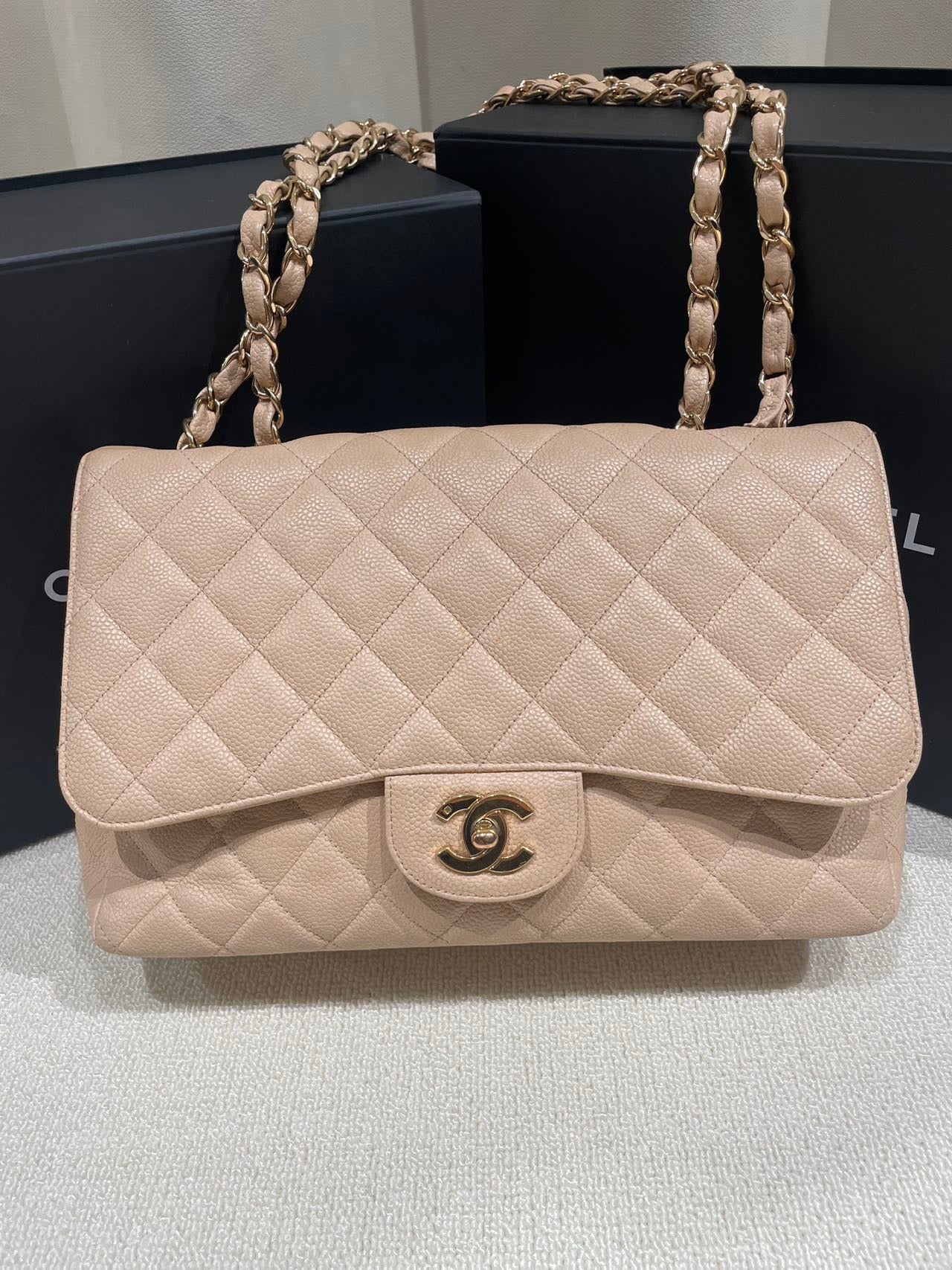 Chanel - Timeless/Classique - Leather - Beige - (large)