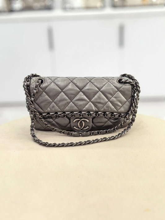 Chanel - Timeless/Classique - Leather - Grey - (small)