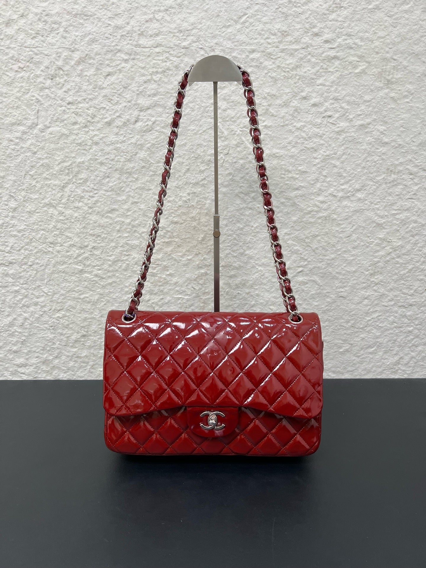 Chanel - Timeless/Classique - Patent leather - Burgundy - (large)