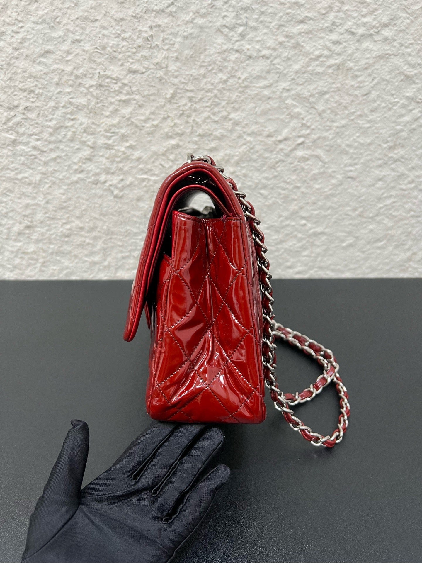 Chanel - Timeless/Classique - Patent leather - Burgundy - (large)