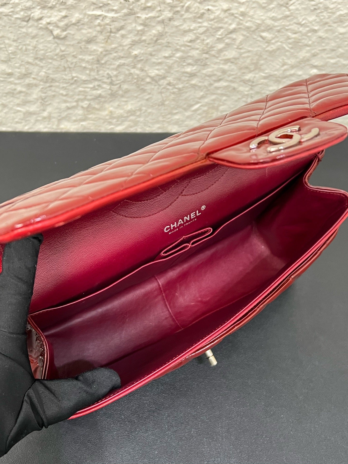 Chanel - Timeless/Classique - Patent leather - Burgundy - (large)