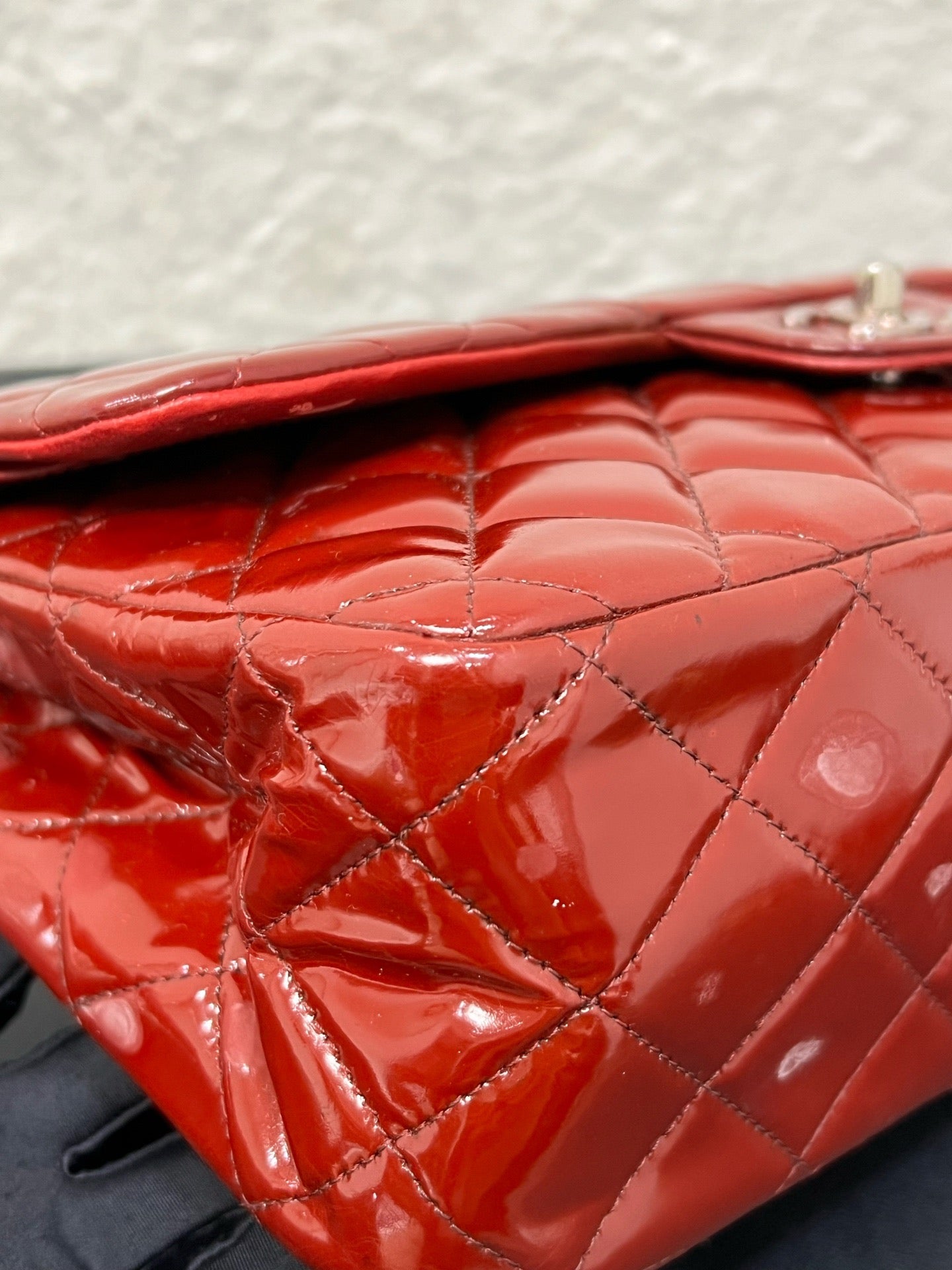 Chanel - Timeless/Classique - Patent leather - Burgundy - (large)