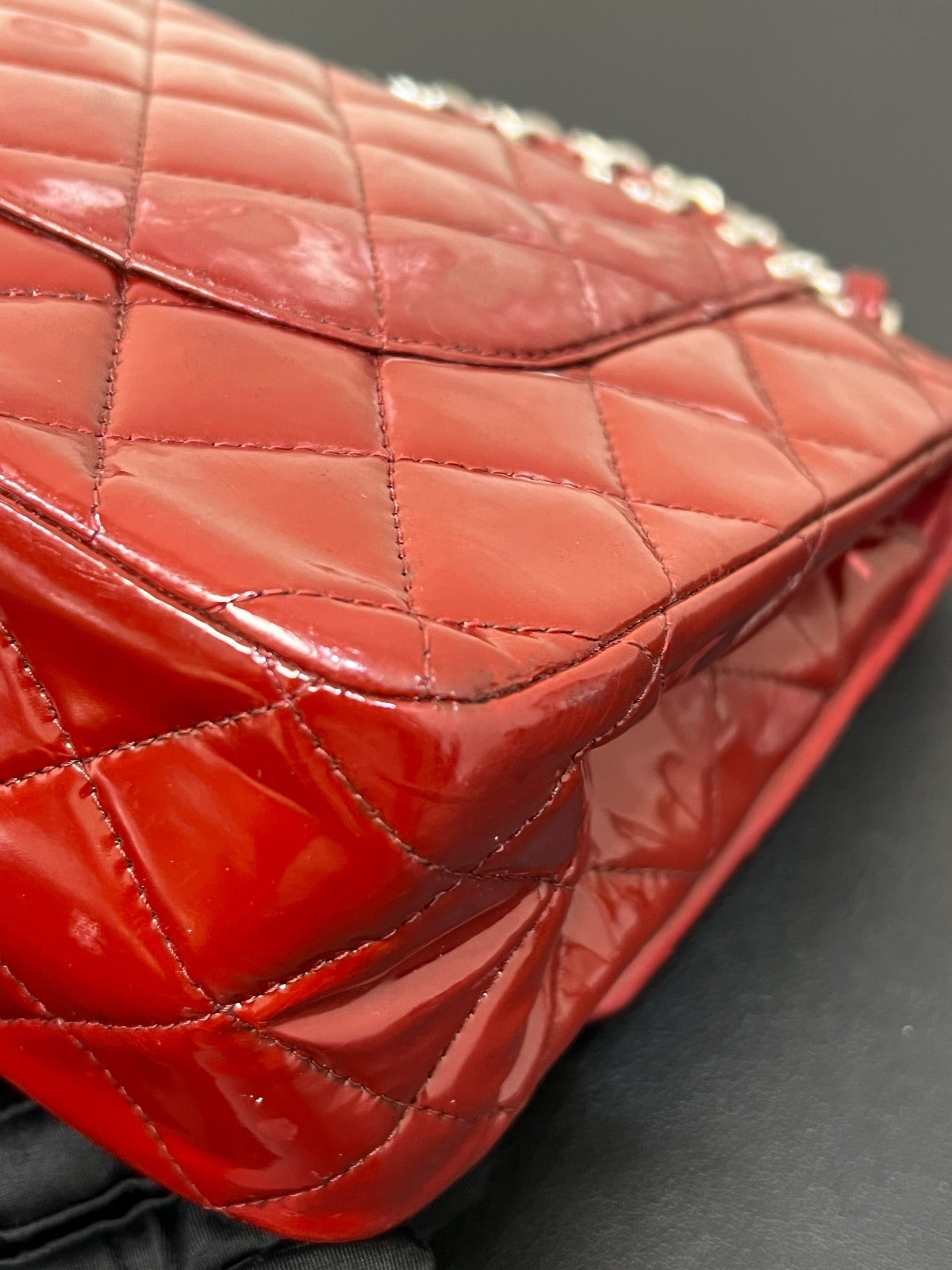 Chanel - Timeless/Classique - Patent leather - Burgundy - (large)
