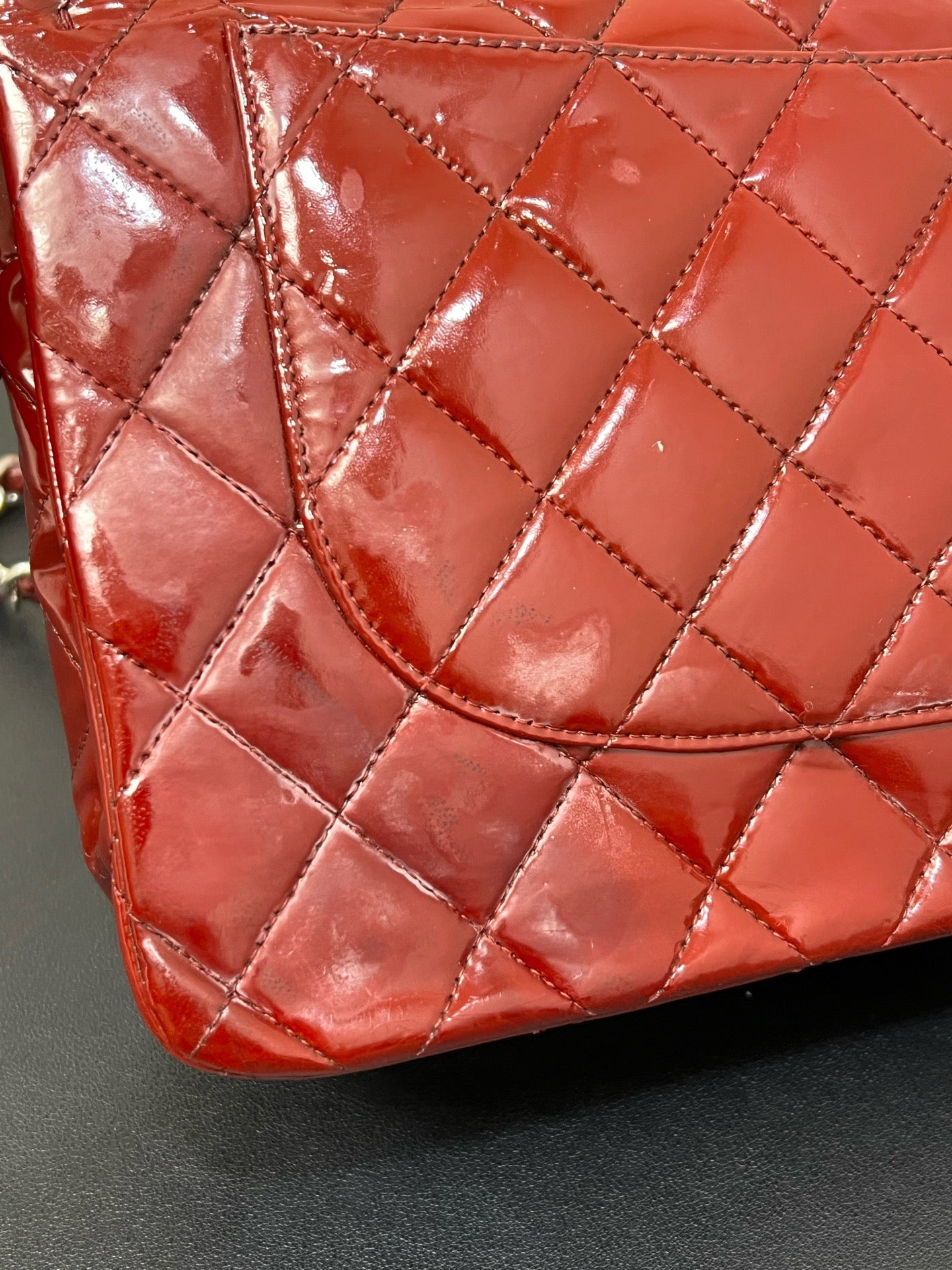 Chanel - Timeless/Classique - Patent leather - Burgundy - (large)