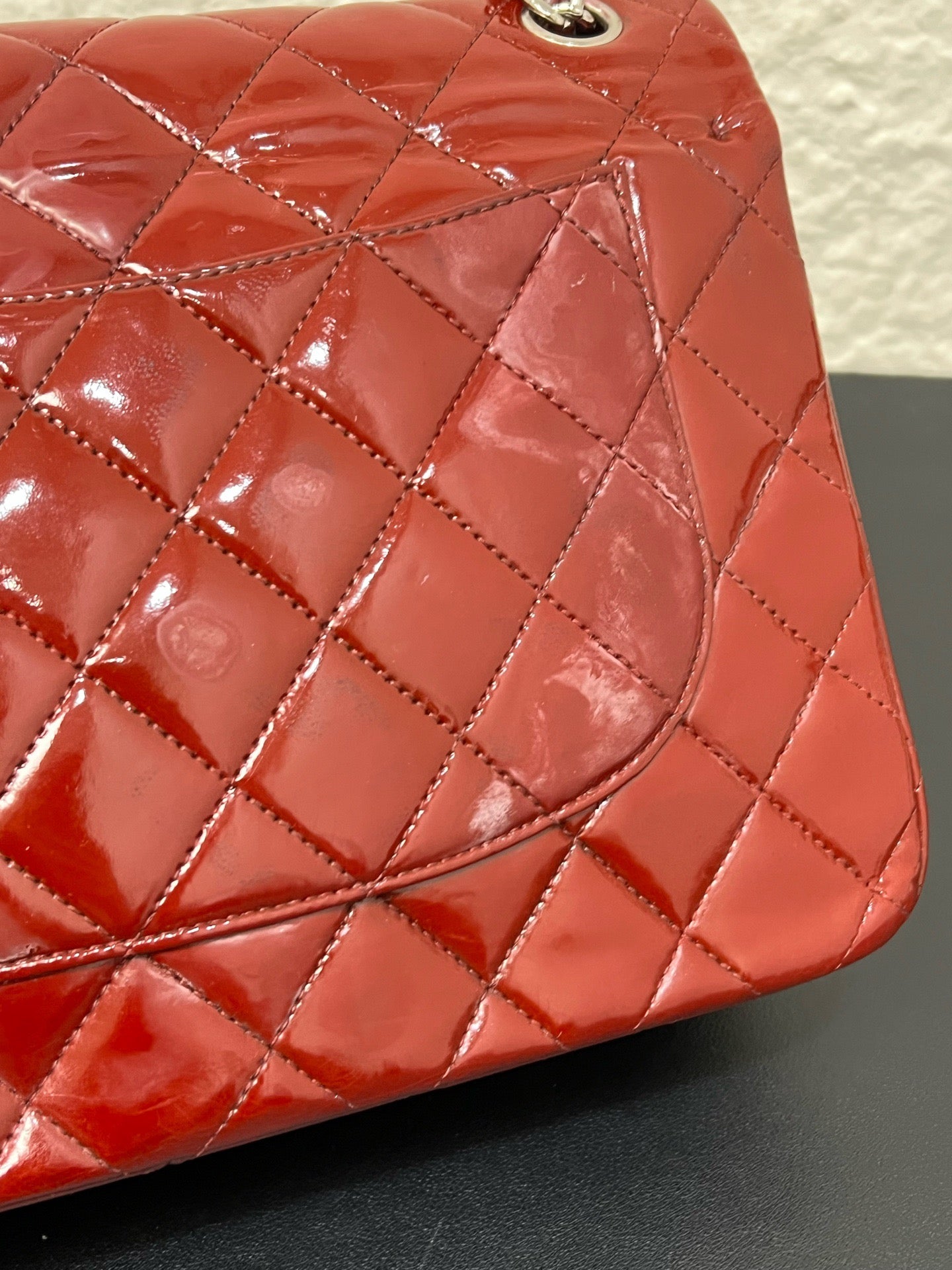 Chanel - Timeless/Classique - Patent leather - Burgundy - (large)