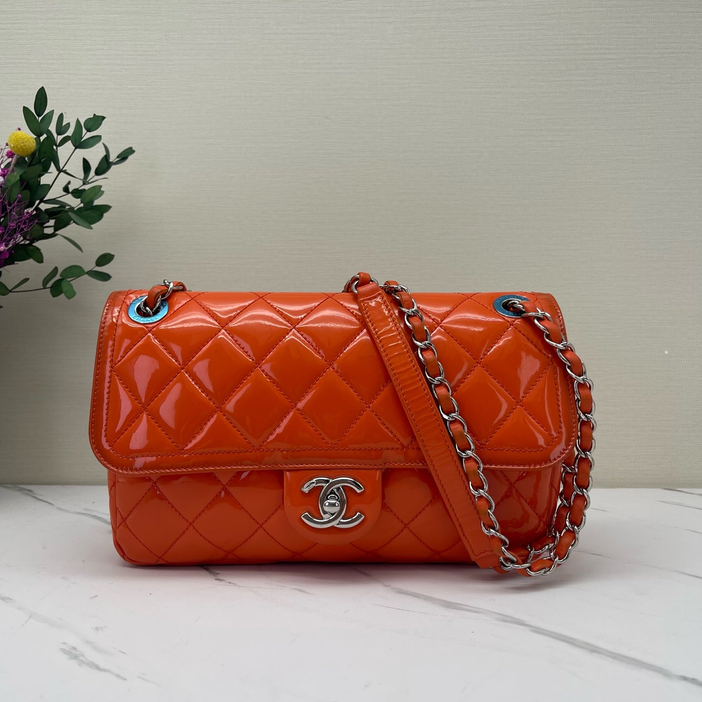 Chanel - Timeless/Classique - Patent leather - Orange - (small)