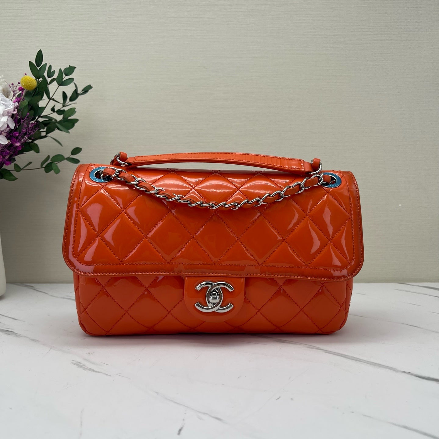 Chanel - Timeless/Classique - Patent leather - Orange - (small)