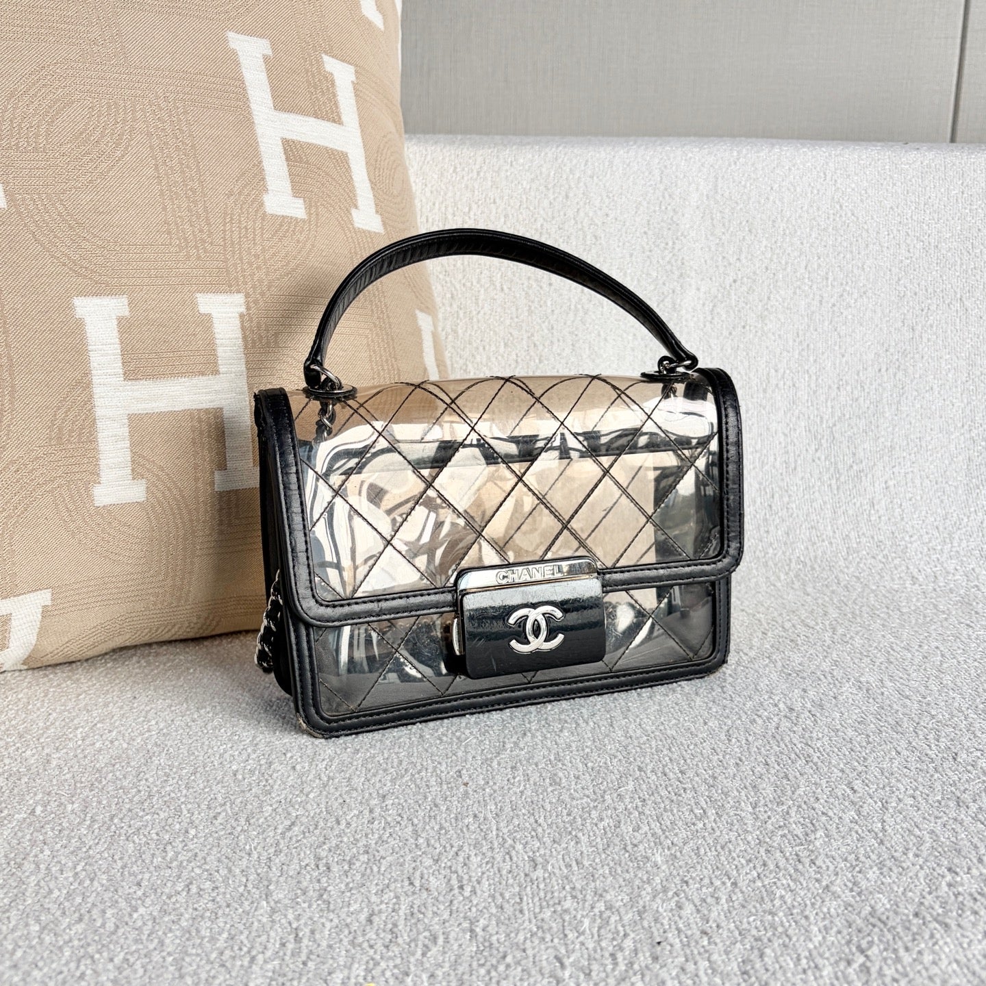 Chanel - Transparent Jelly Flap Bag with Enamel Buckle (24 Series) - PVC with Leather trim - Black - (mini)