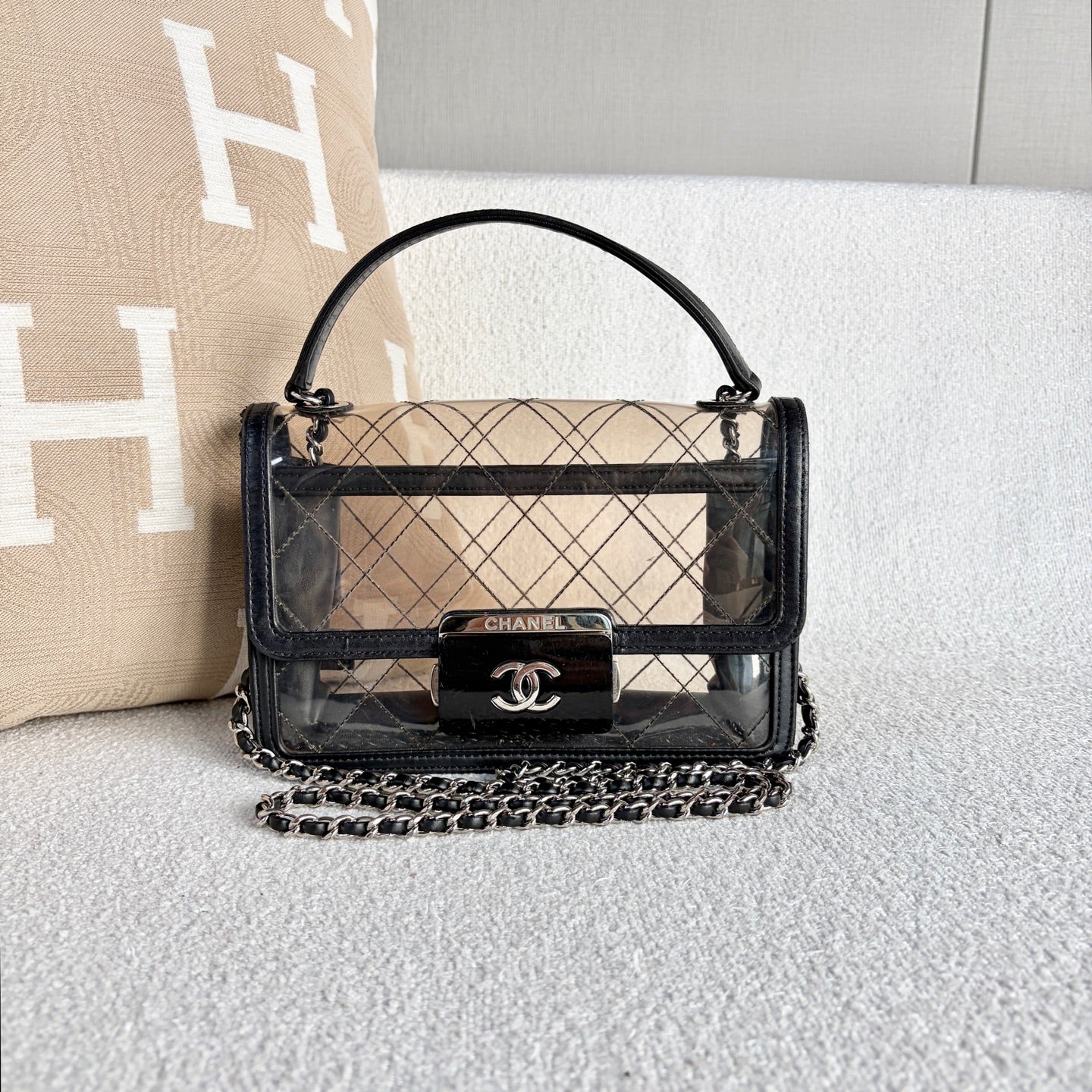 Chanel - Transparent Jelly Flap Bag with Enamel Buckle (24 Series) - PVC with Leather trim - Black - (mini)