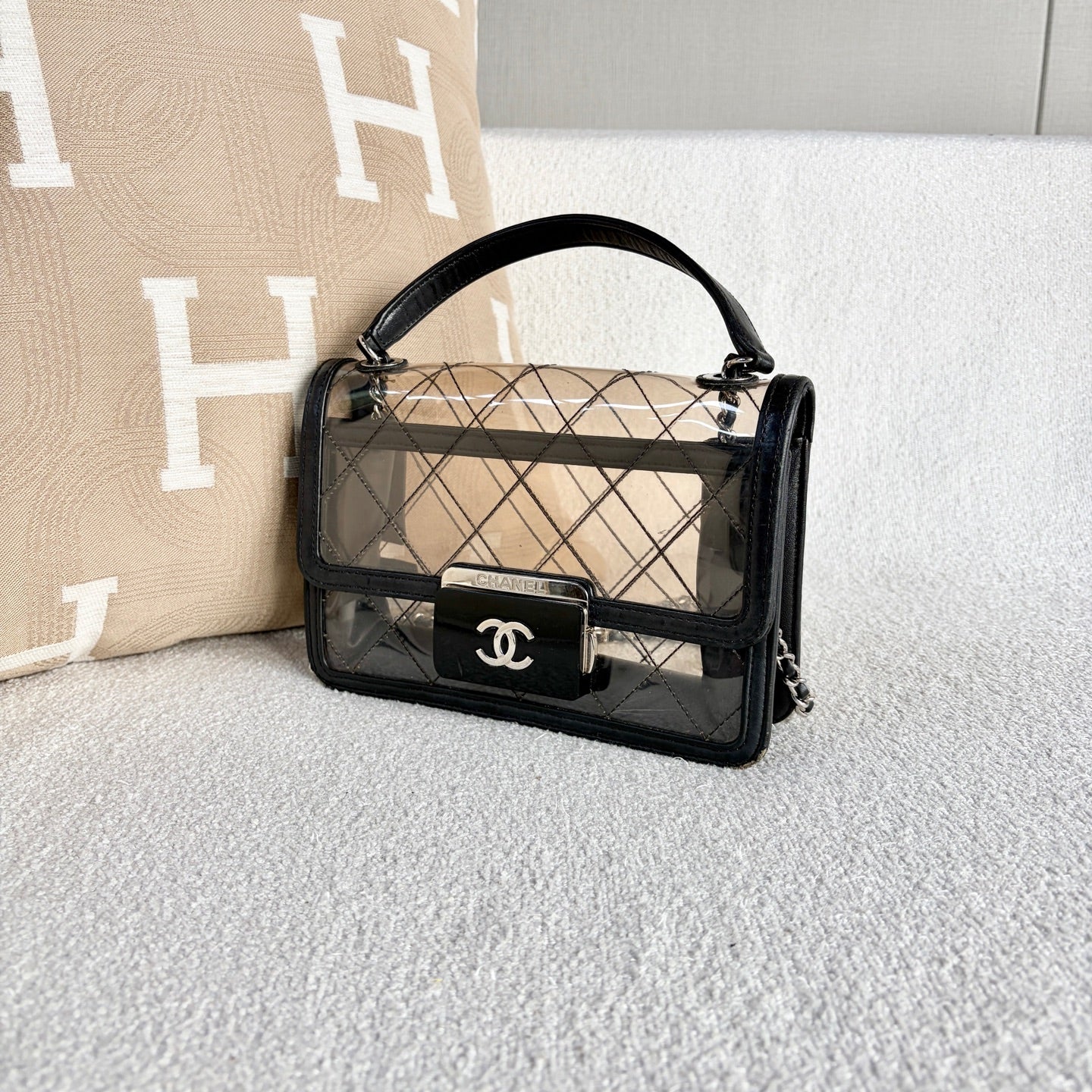 Chanel - Transparent Jelly Flap Bag with Enamel Buckle (24 Series) - PVC with Leather trim - Black - (mini)