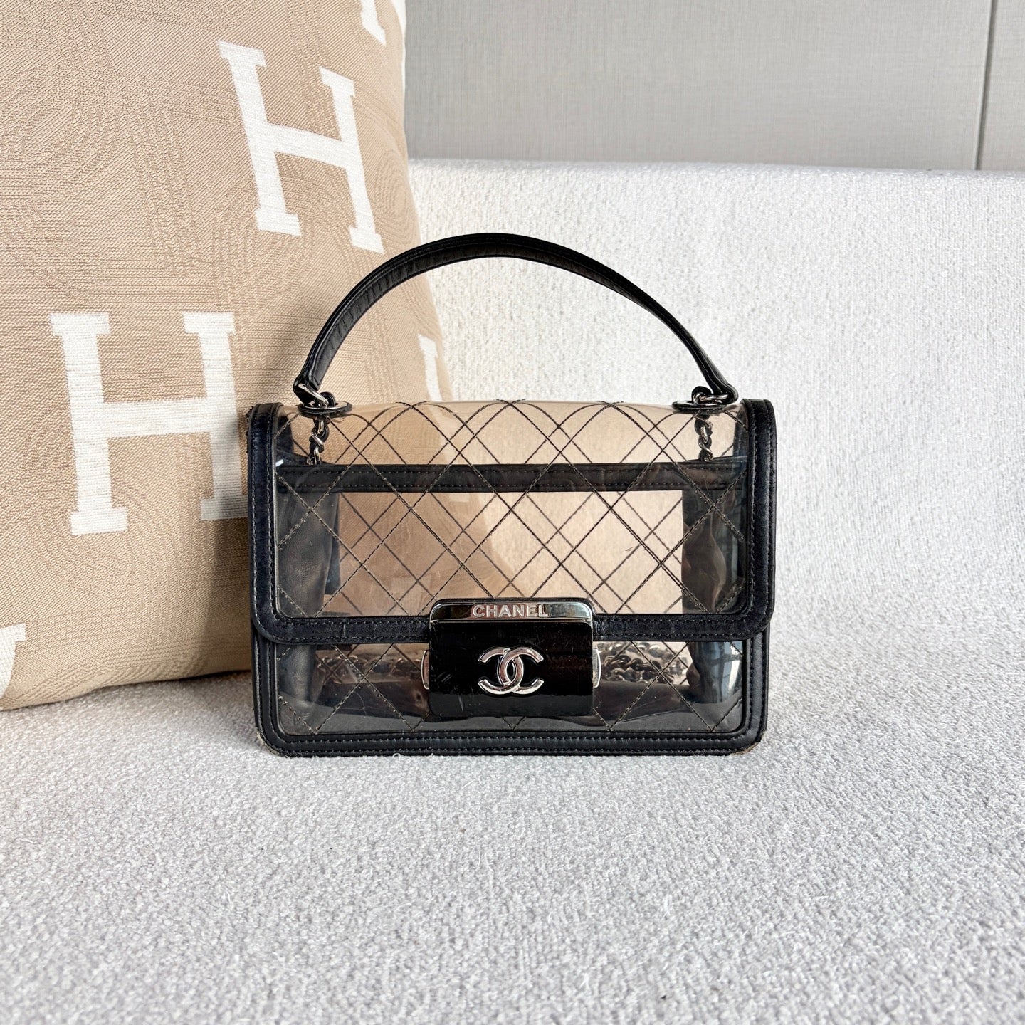 Chanel - Transparent Jelly Flap Bag with Enamel Buckle (24 Series) - PVC with Leather trim - Black - (mini)