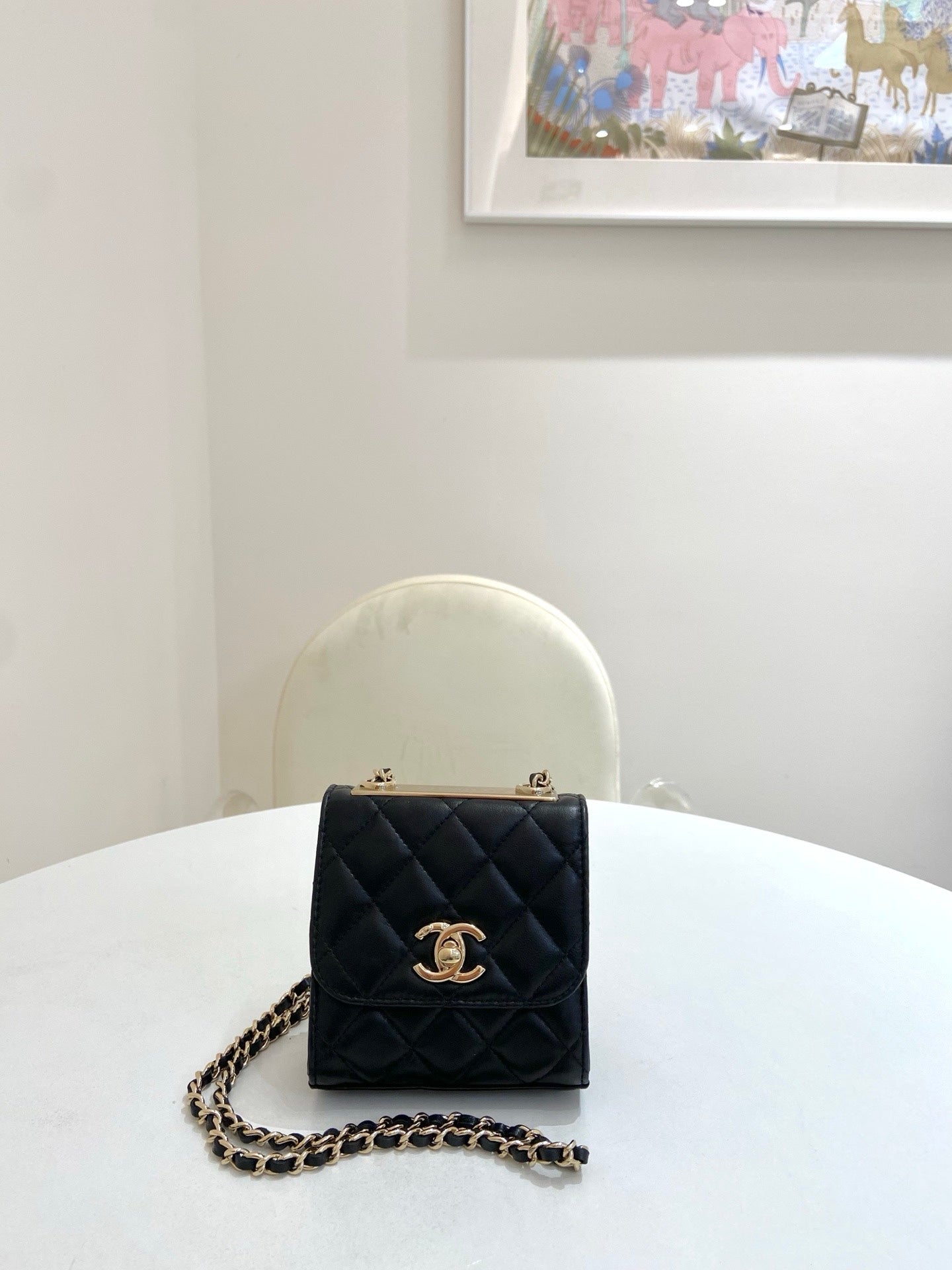 Chanel - Trendy CC Chain Bag - Leather - Black - (mini)