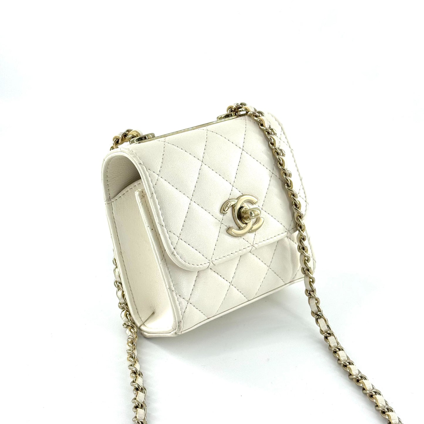Chanel - Trendy CC Mini Chain Bag - Lambskin leather - White - (mini)