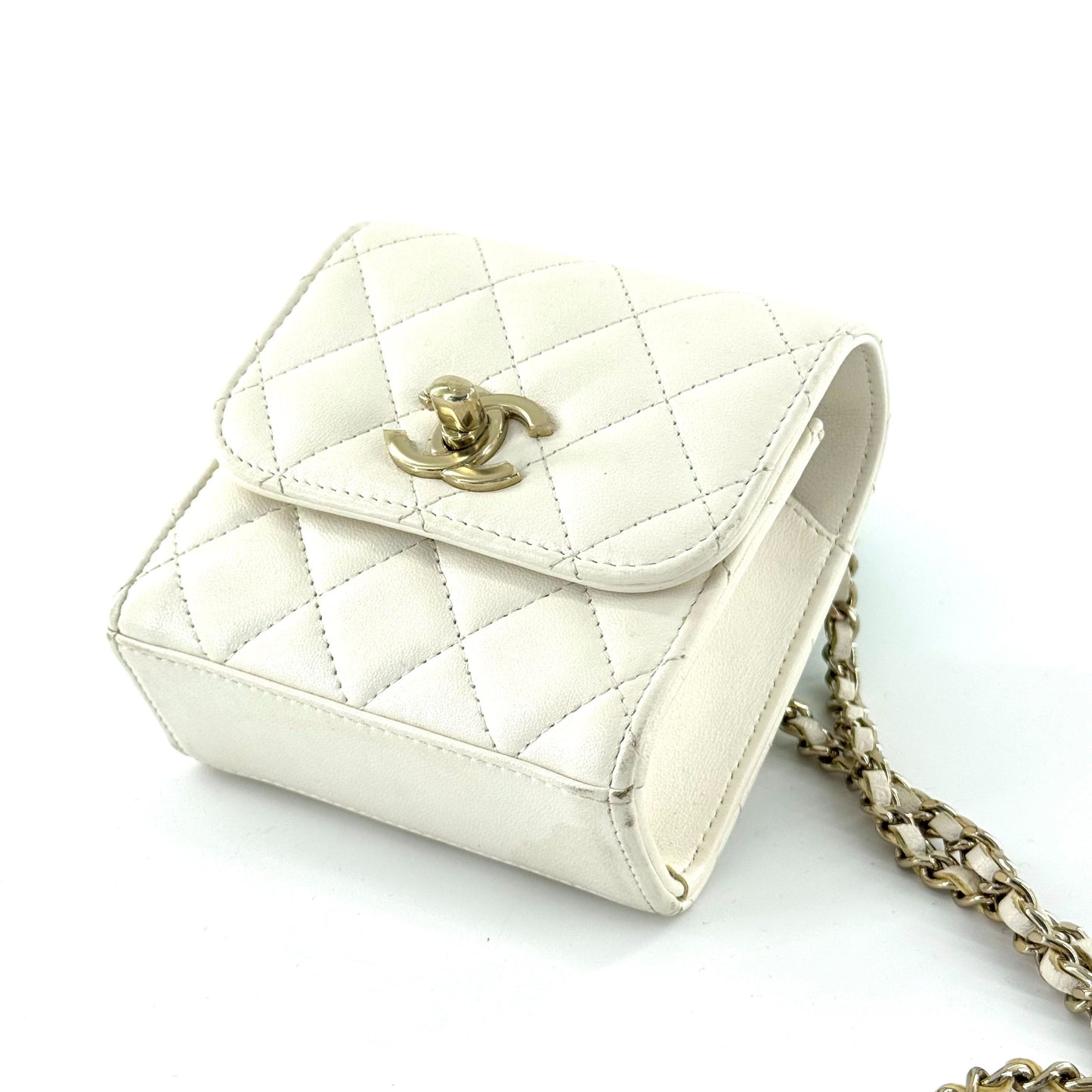 Chanel - Trendy CC Mini Chain Bag - Lambskin leather - White - (mini)