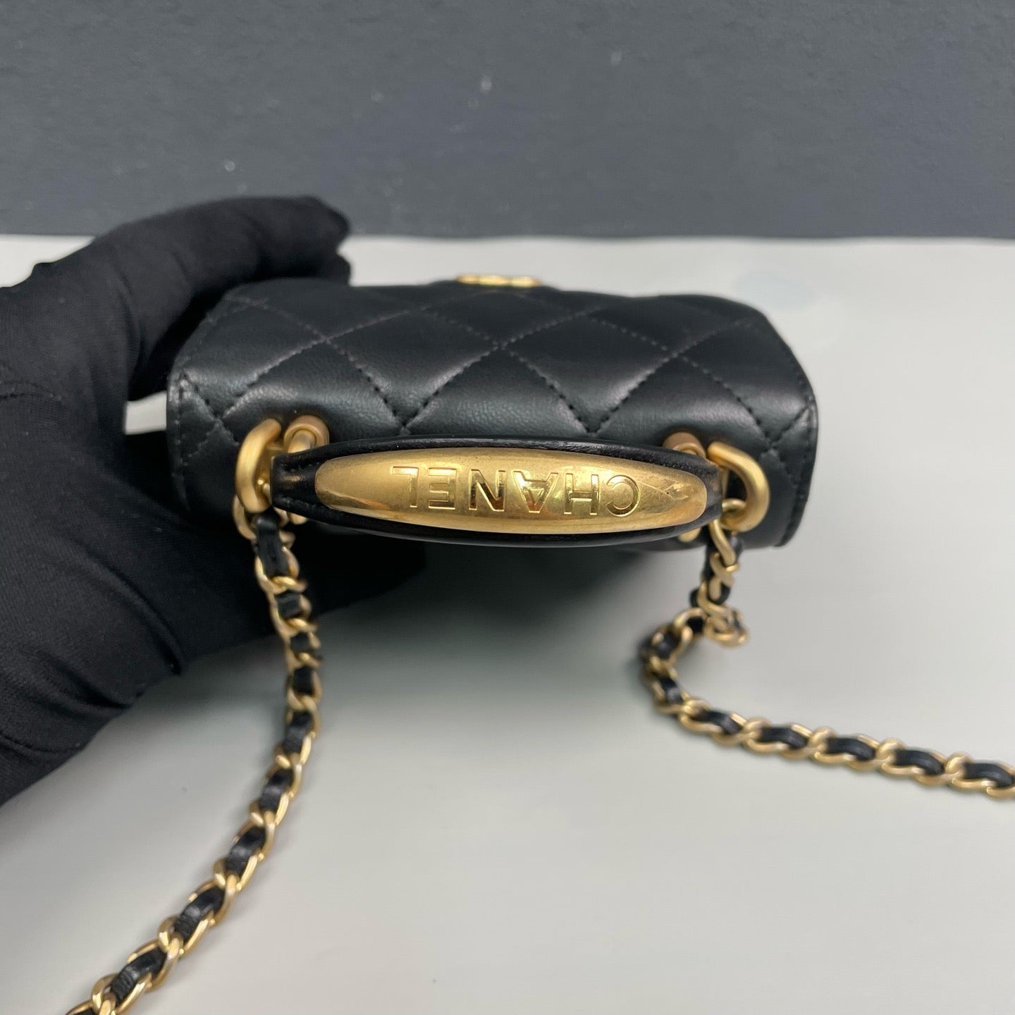 Chanel - Trendy CC Mini Top Handle Chain Bag - Leather - Black - (mini)