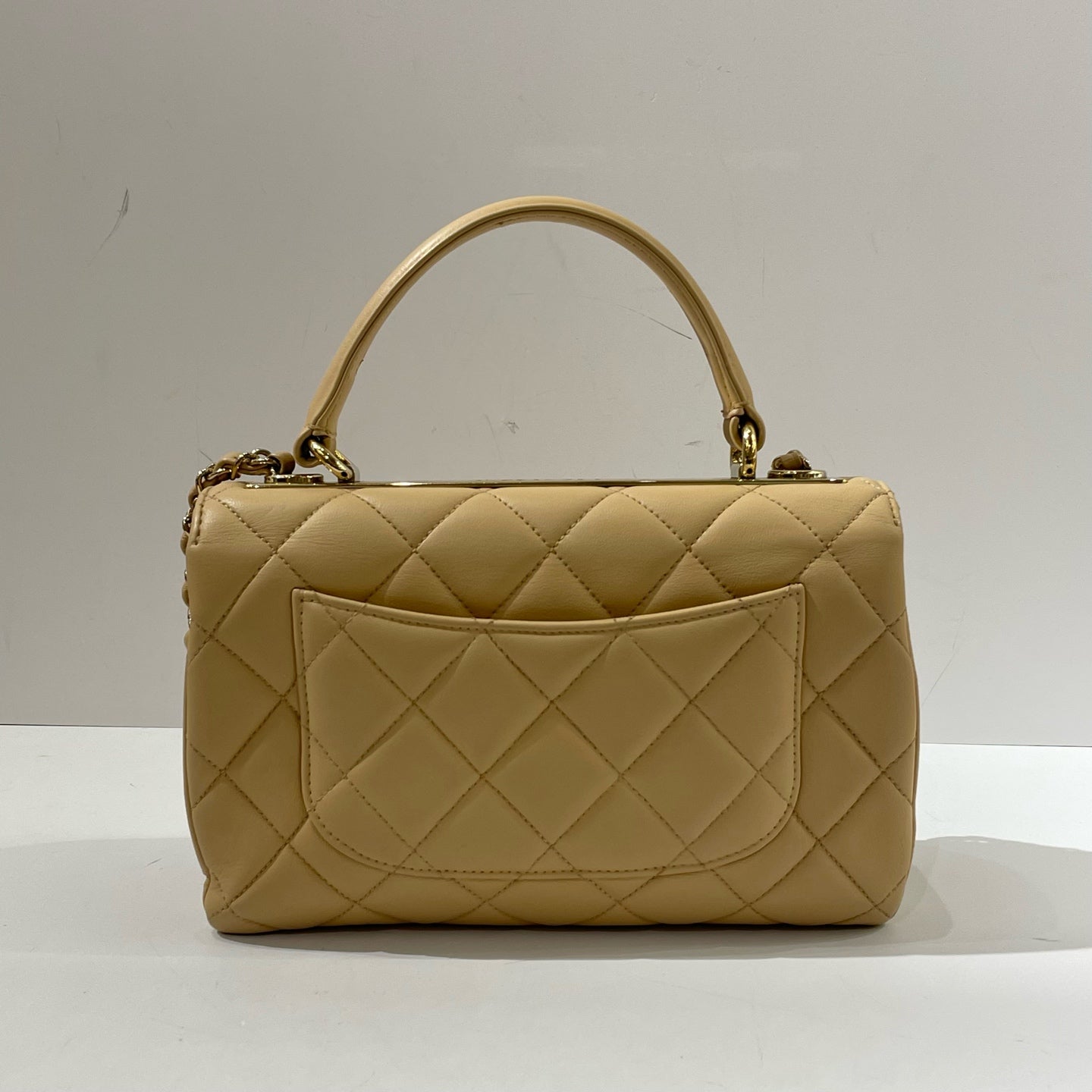 Chanel - Trendy CC Top Handle Flap Bag - Lambskin leather - Yellow - (small)