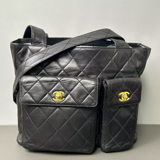 Chanel - Twin Star Shoulder Bag - Leather - Black - (medium)