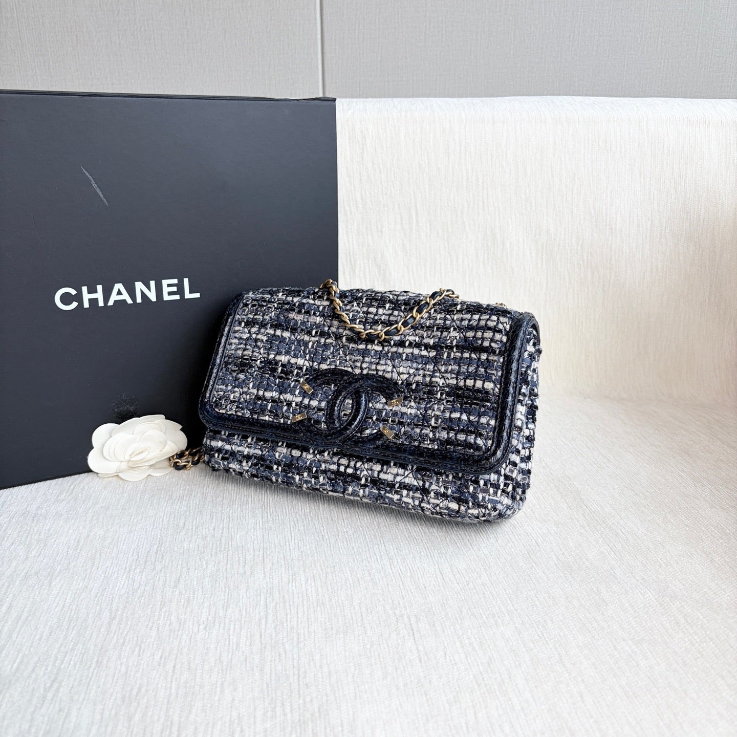 Chanel - Vanity Case - Tweed - Blue - (mini)
