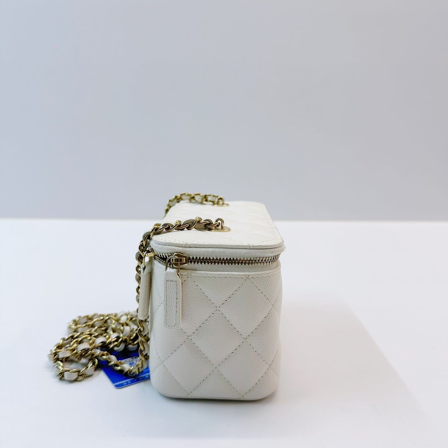 Chanel - Vanity Case with Chain - Leather - White